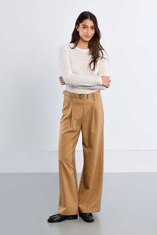High-waisted pleated trousers, wide
