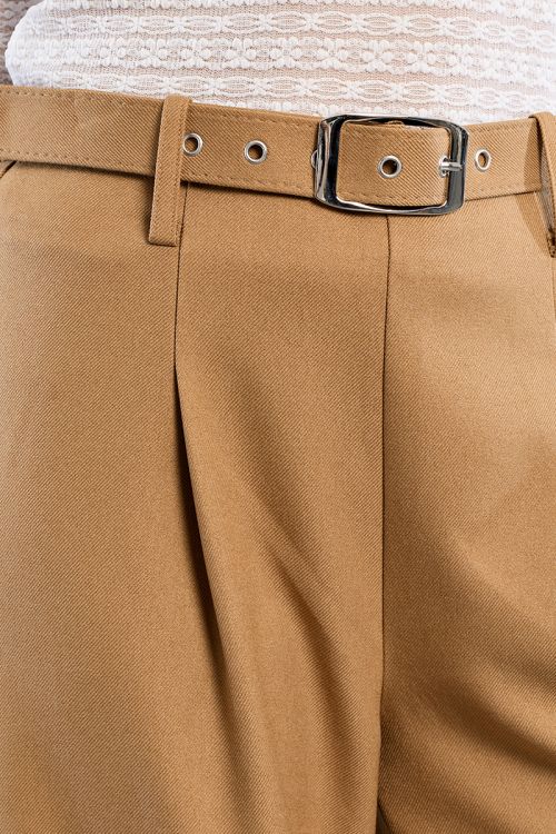 High-waisted pleated trousers, wide