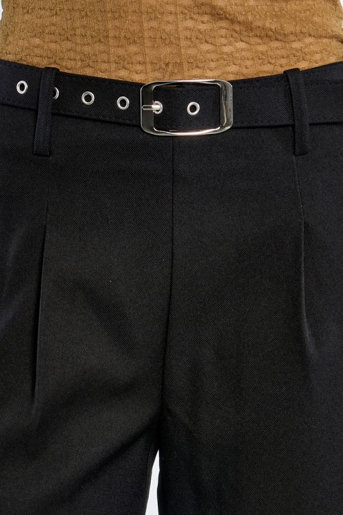 High-waisted pleated trousers, wide