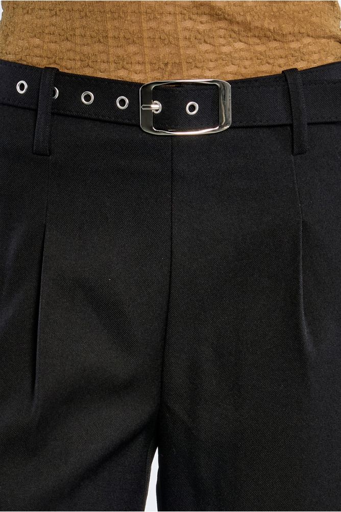 Pantalon taille haute à pinces, large