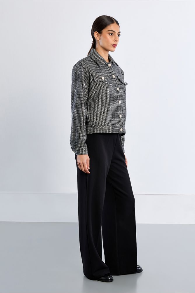 Chaqueta de manga larga en tejido tweed