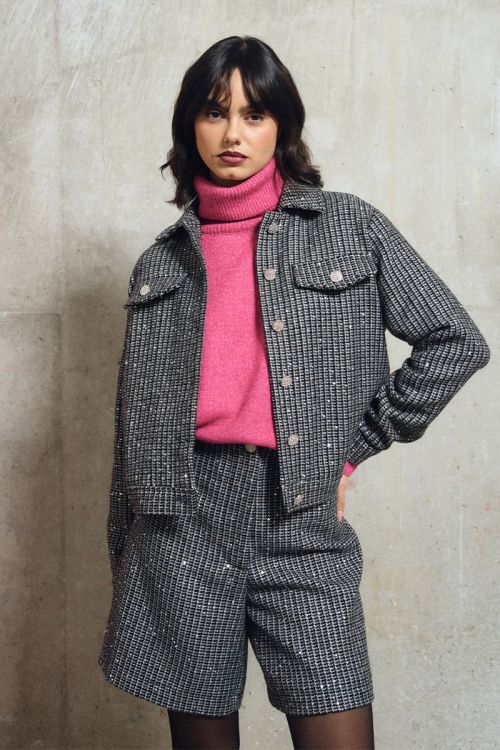 Tweed jacket, rhinestone