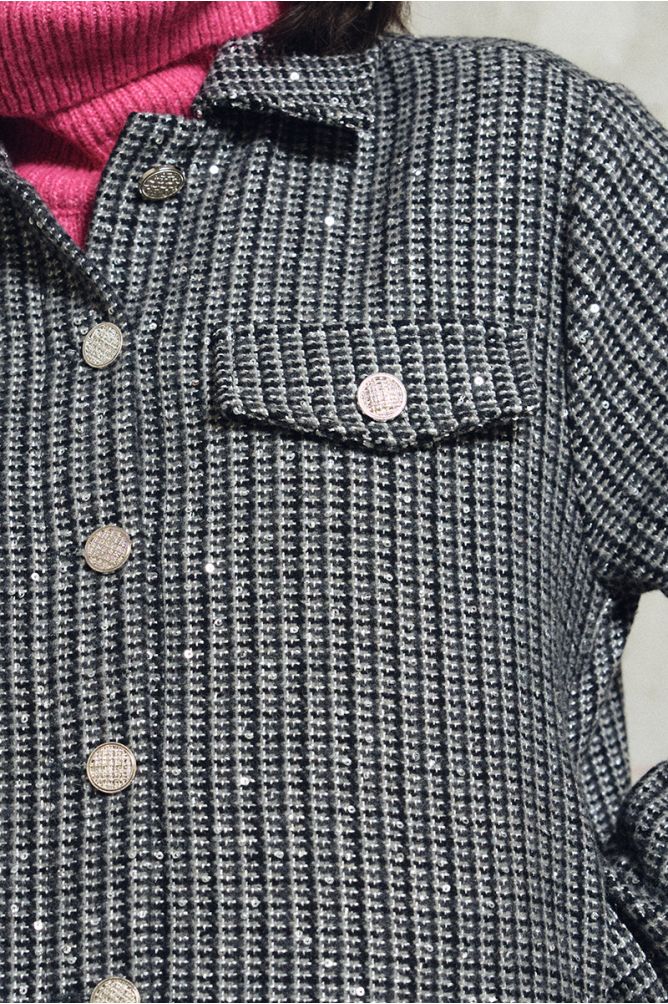 Tweed jacket, rhinestone