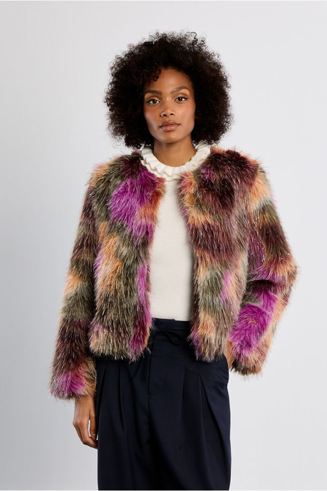 Giacca in ecopelliccia multicolore - Lili Sidonio