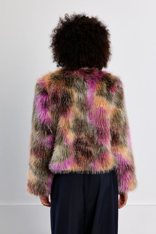Faux fur jacket, multicoloured