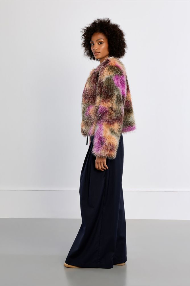 Faux fur jacket, multicoloured