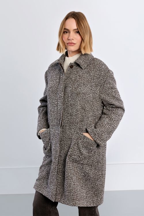Manteau midi gris, chiné