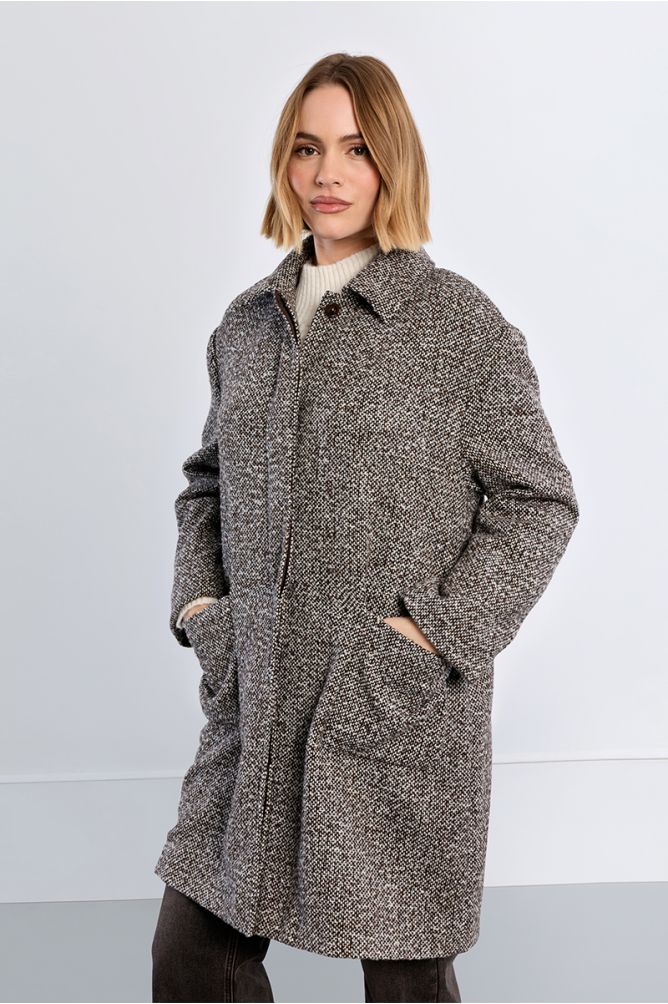 Grey midi coat, mottled