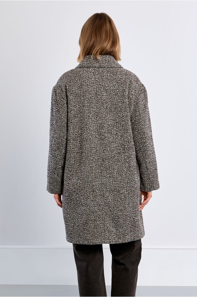 Manteau midi gris, chiné