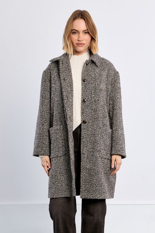 Manteau midi gris, chiné