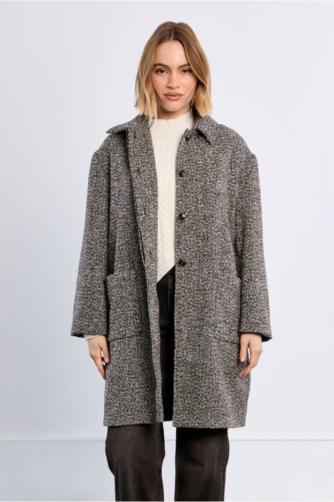 Grey midi coat, mottled