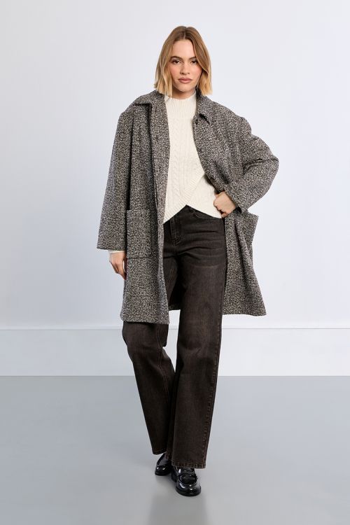 Manteau midi gris, chiné