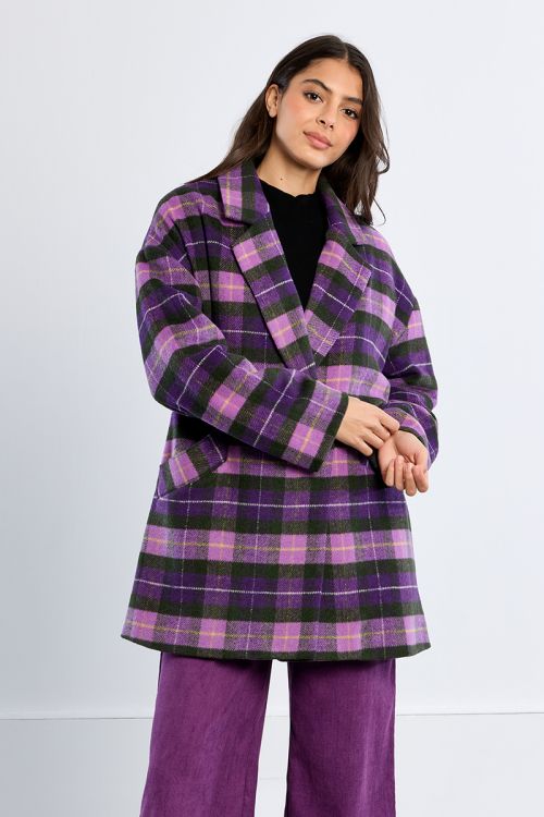 Manteau midi, à carreaux