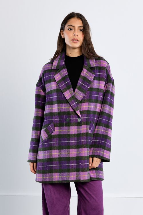 Manteau midi, à carreaux