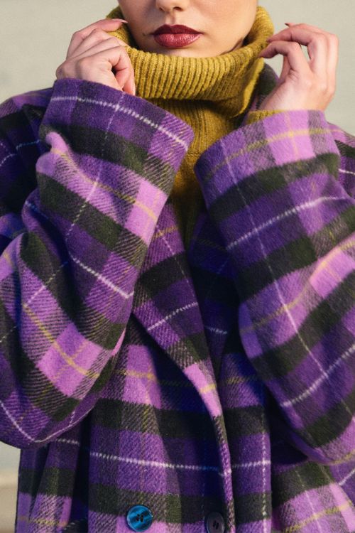 Manteau midi, à carreaux