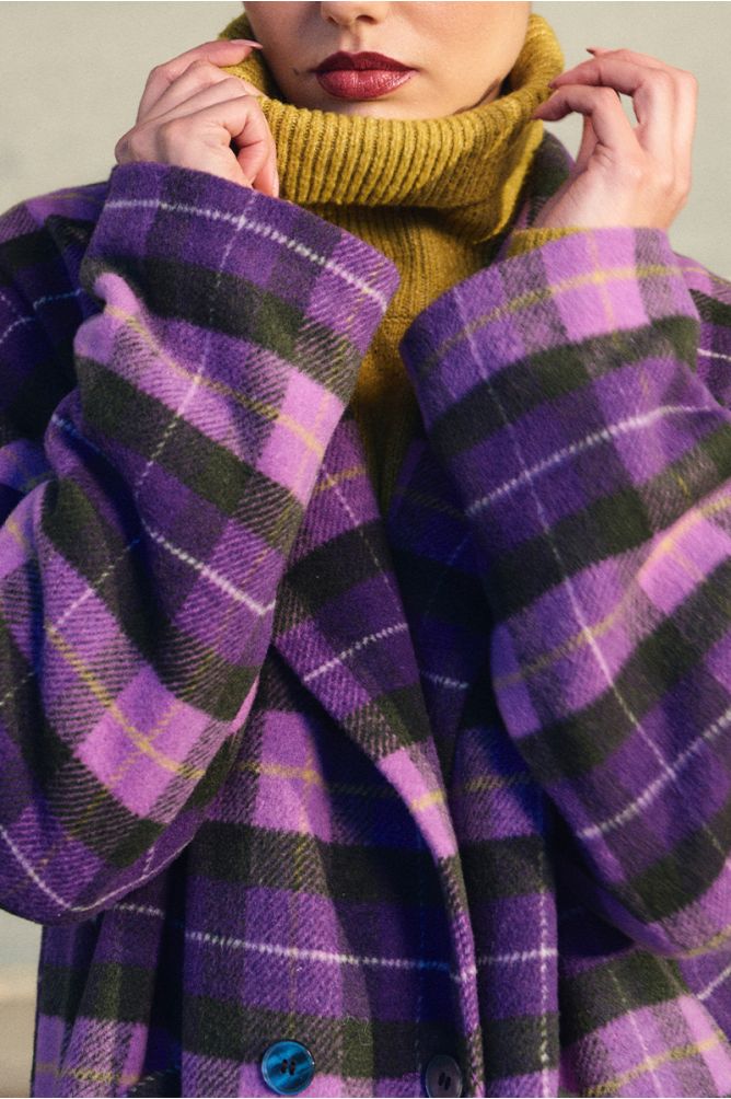 Manteau midi, à carreaux