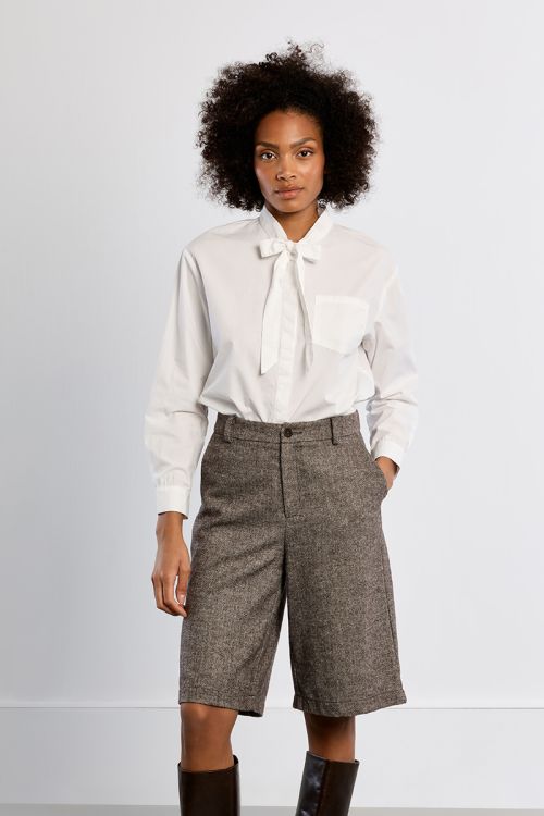 Bermuda en tweed, taille haute