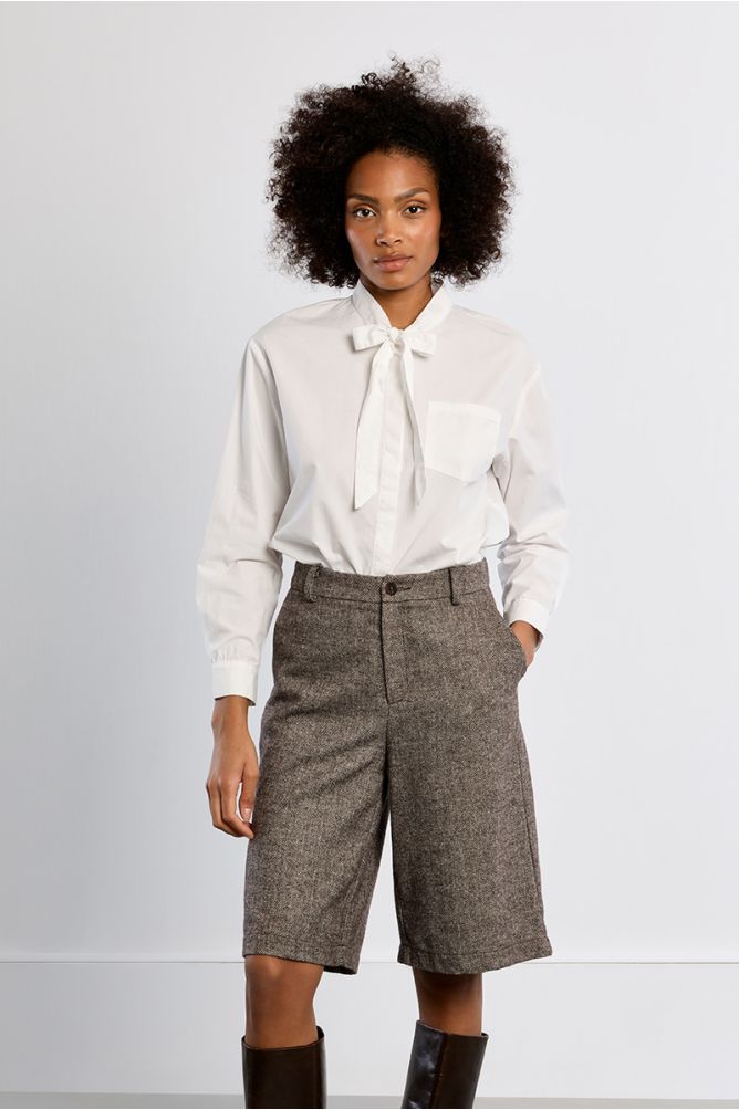 Bermuda en tweed, taille haute