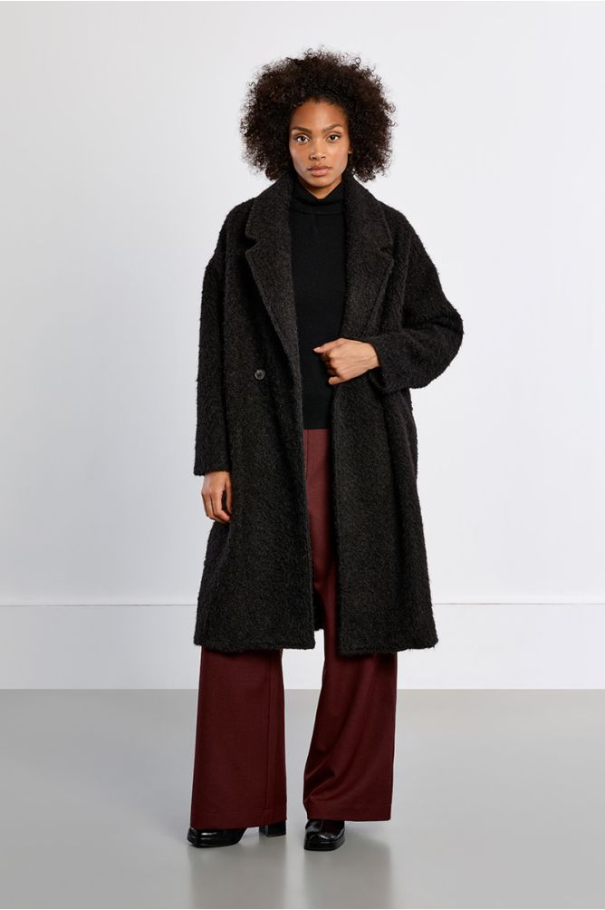 Maxi coat, in terry knit