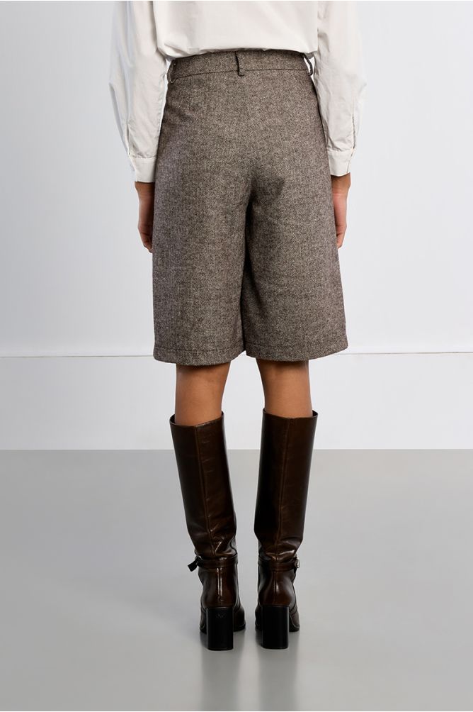 Tweed Bermuda shorts, high waist