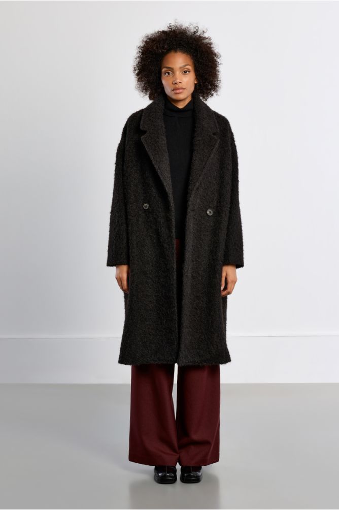 Manteau maxi, en maille bouclette