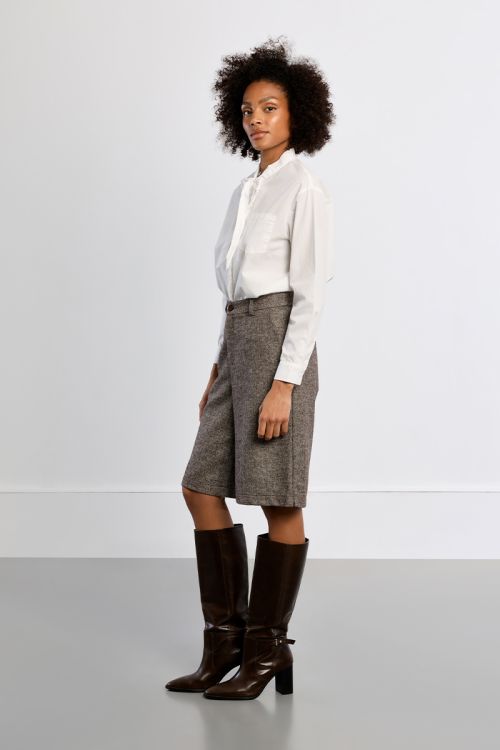 Tweed Bermuda shorts, high waist