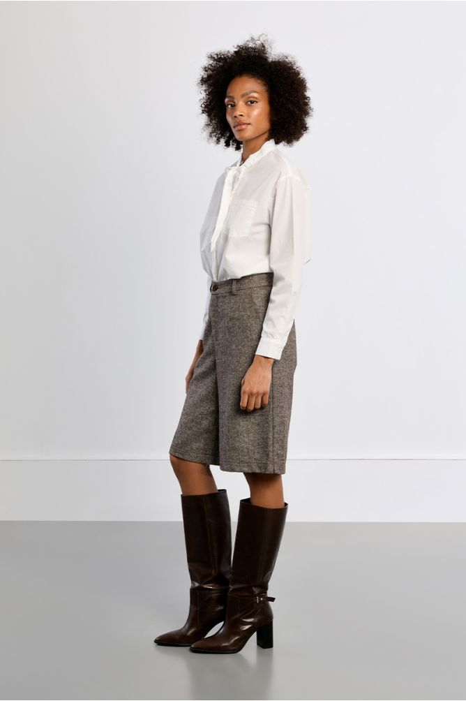 Tweed Bermuda shorts, high waist