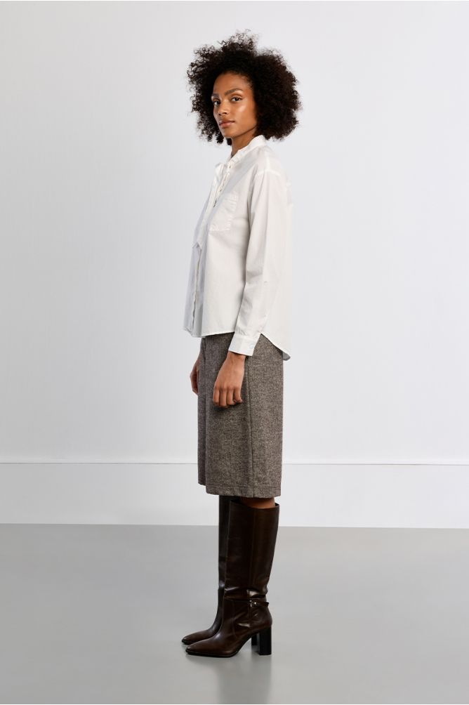 Chemise en popeline de coton, avec col à nouer