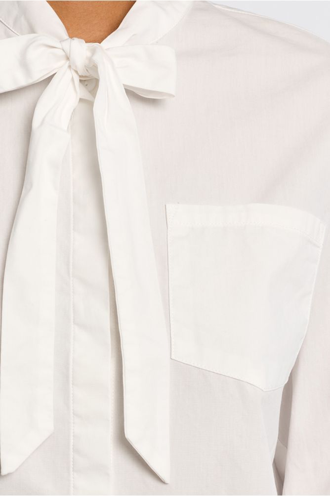 Cotton poplin shirt, with tie collar