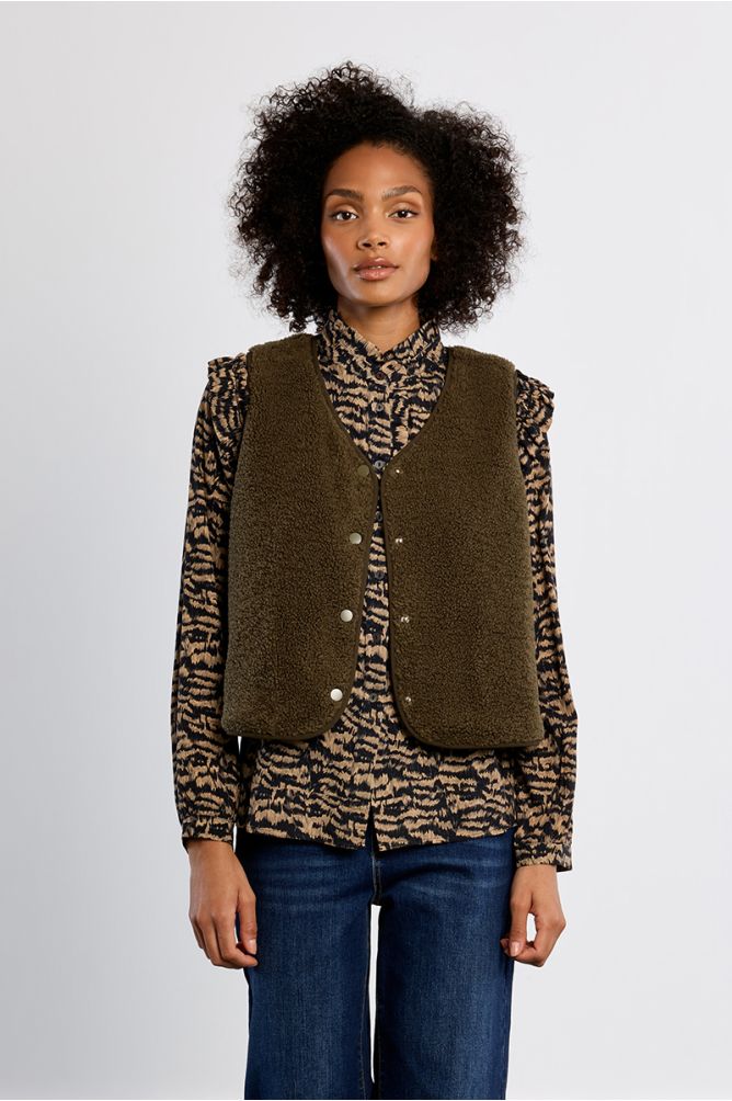 Sleeveless jacket, imitation sheepskin