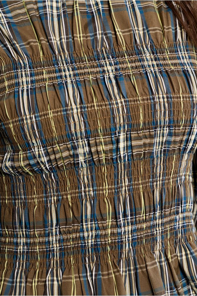 Cotton poplin blouse, checked