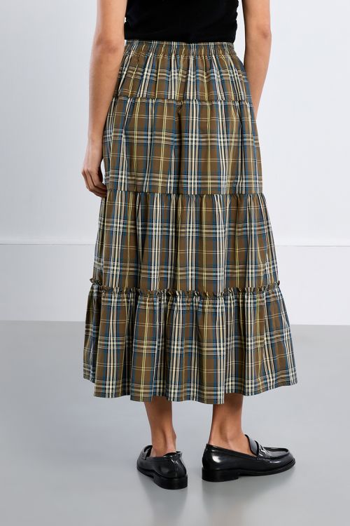 Jupe maxi en coton, à carreaux