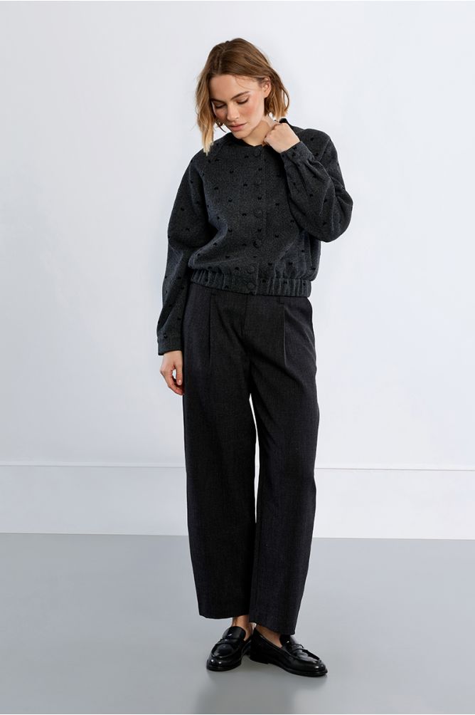 Striped bomber jacket, bow details