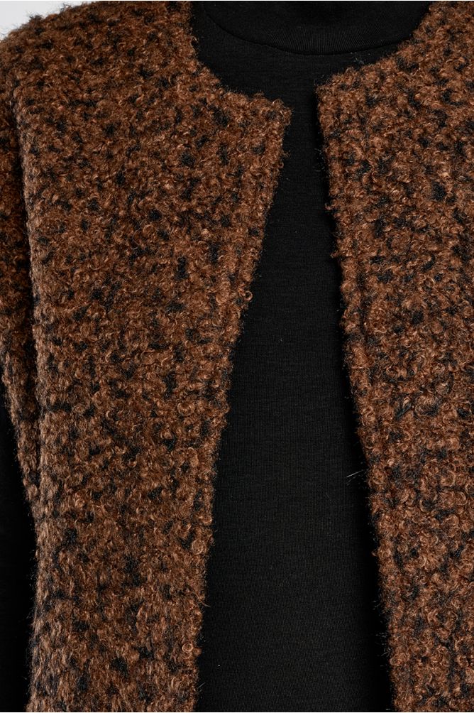 Veste sans manches oversize, en maille bouclette