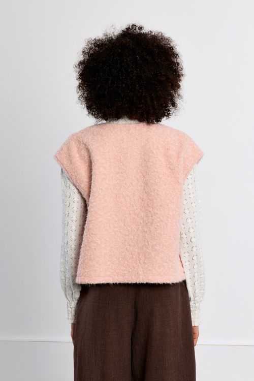 Veste sans manches oversize, en maille bouclette