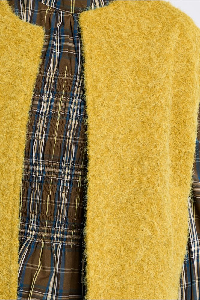 Veste sans manches oversize, en maille bouclette