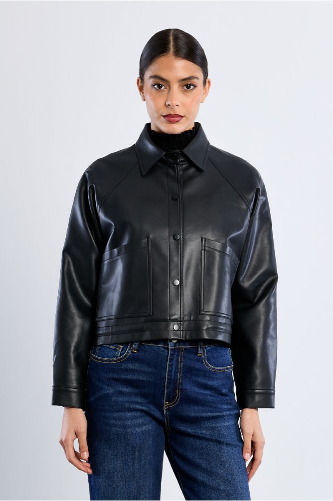Veste oversize en similicuir