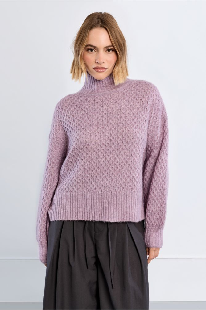 Pull col coulé, uni