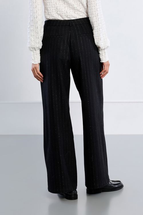 Pantalon rayé en laine mélangée