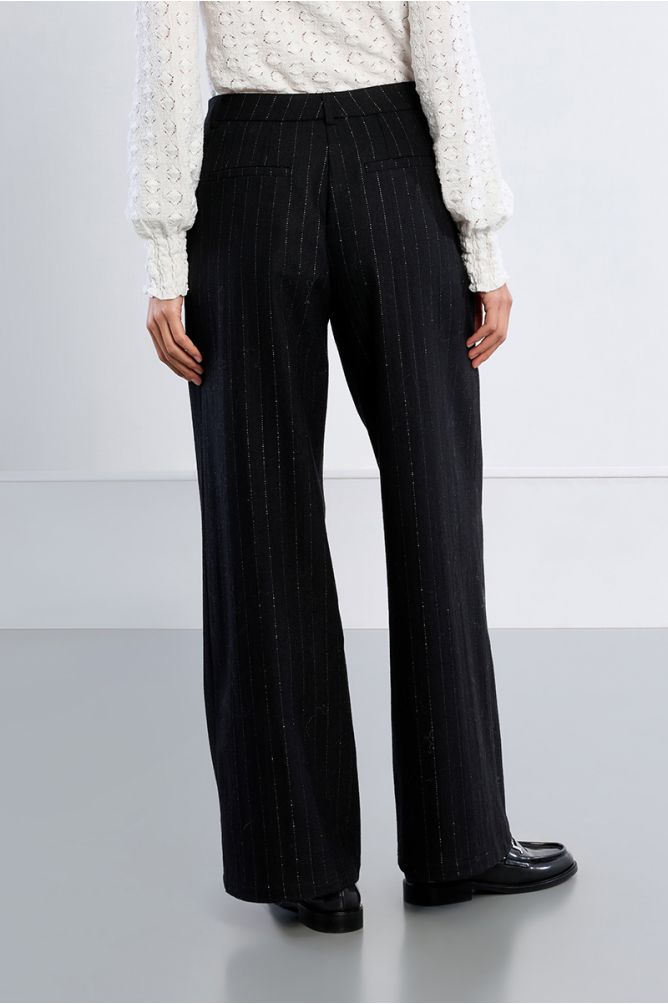 Pantalon rayé en laine mélangée