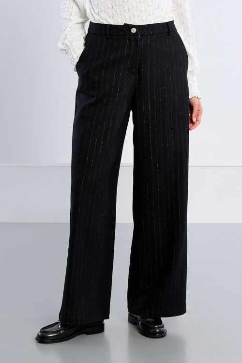 Pantalon rayé en laine mélangée