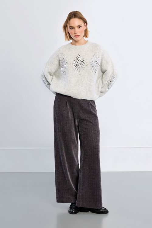 Pull à carreaux et strass