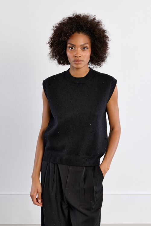 Pull sans manches, à paillettes