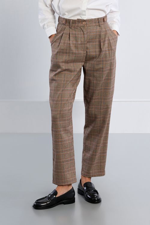Pantalon carotte, à carreaux