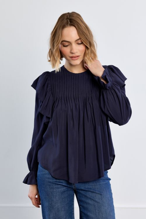 Blusa de manga larga con volantes