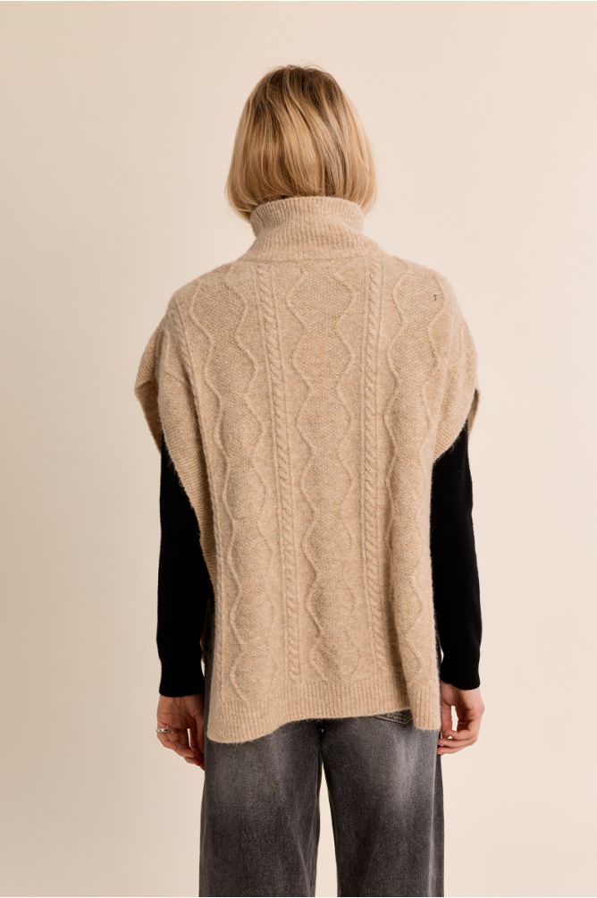 Cable knit poncho