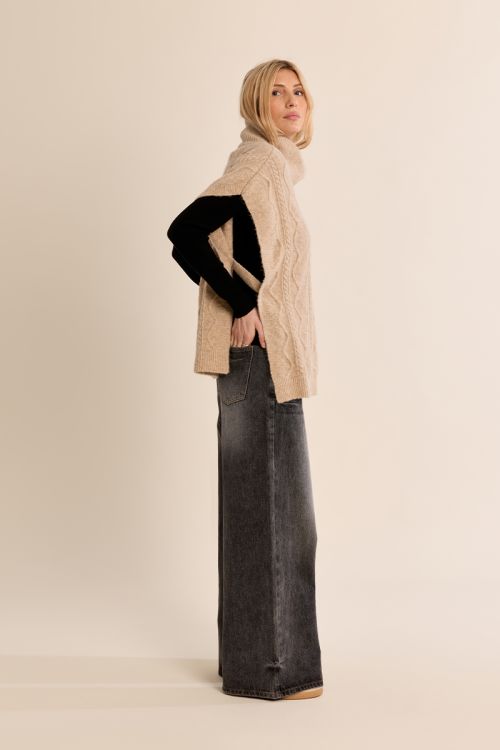 Cable knit poncho