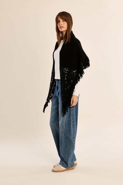 Echarpe à franges, à sequins