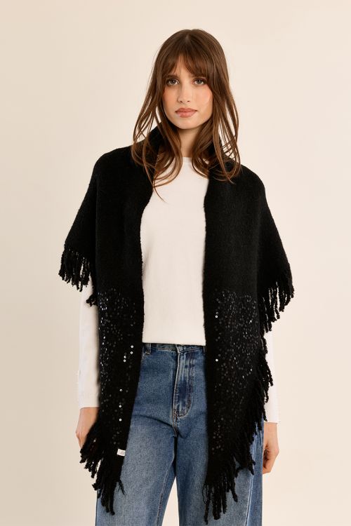 Echarpe à franges, à sequins