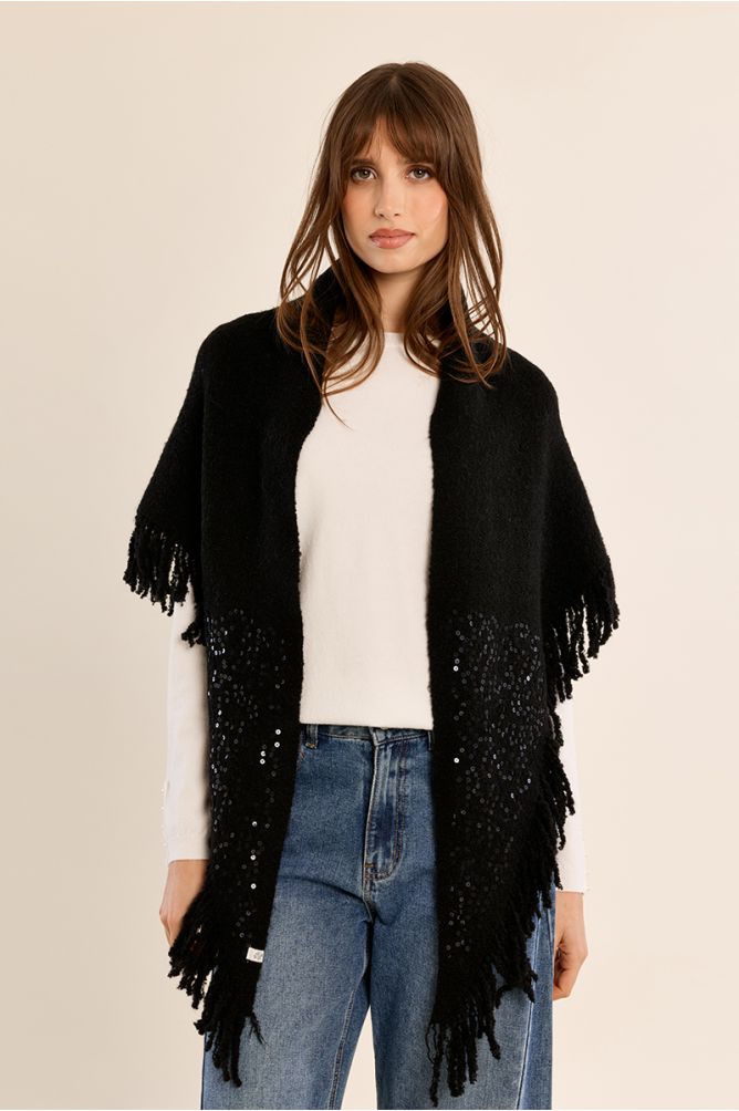 Echarpe à franges, à sequins